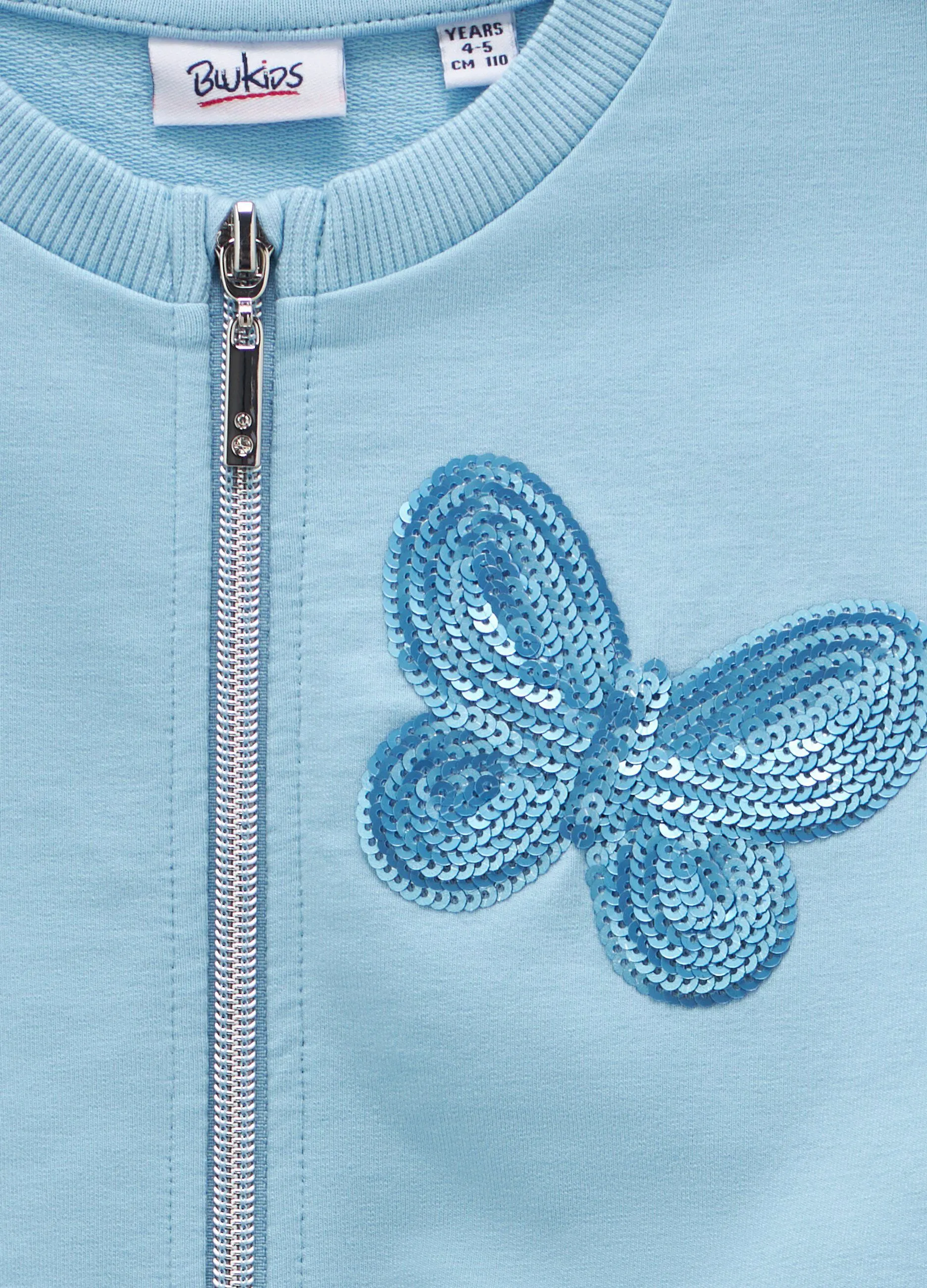 Felpa full zip in cotone stretch bambina