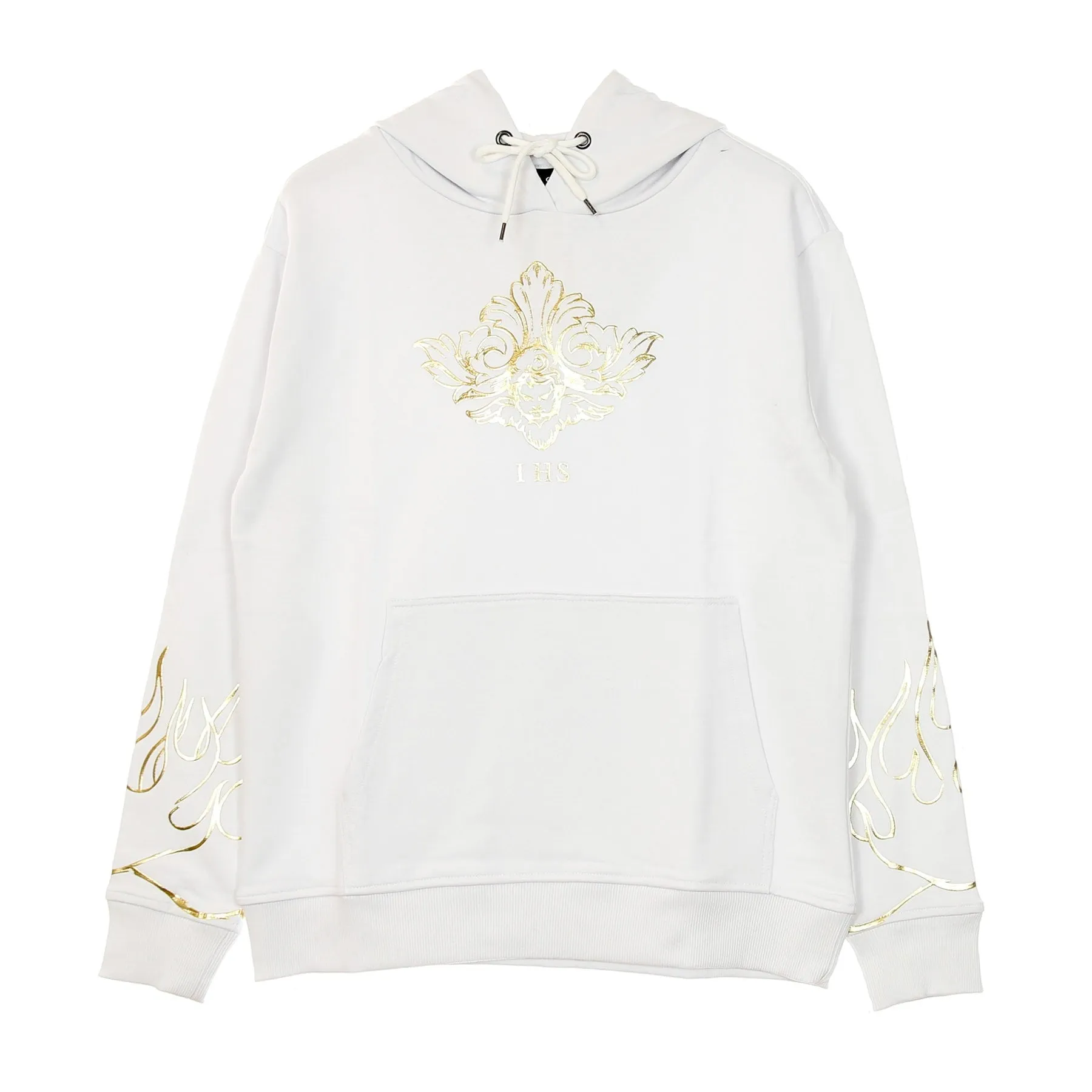 Felpa Leggera Cappuccio Uomo 3d Print Flames &angel Hoodie White