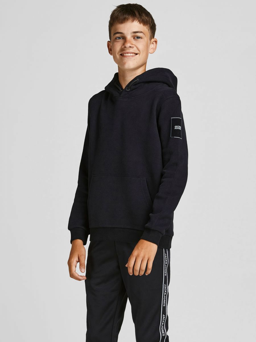 FELPA Ragazzo JACK&JONES 12195178 SWEAT HOOD BLACK BRUSHED