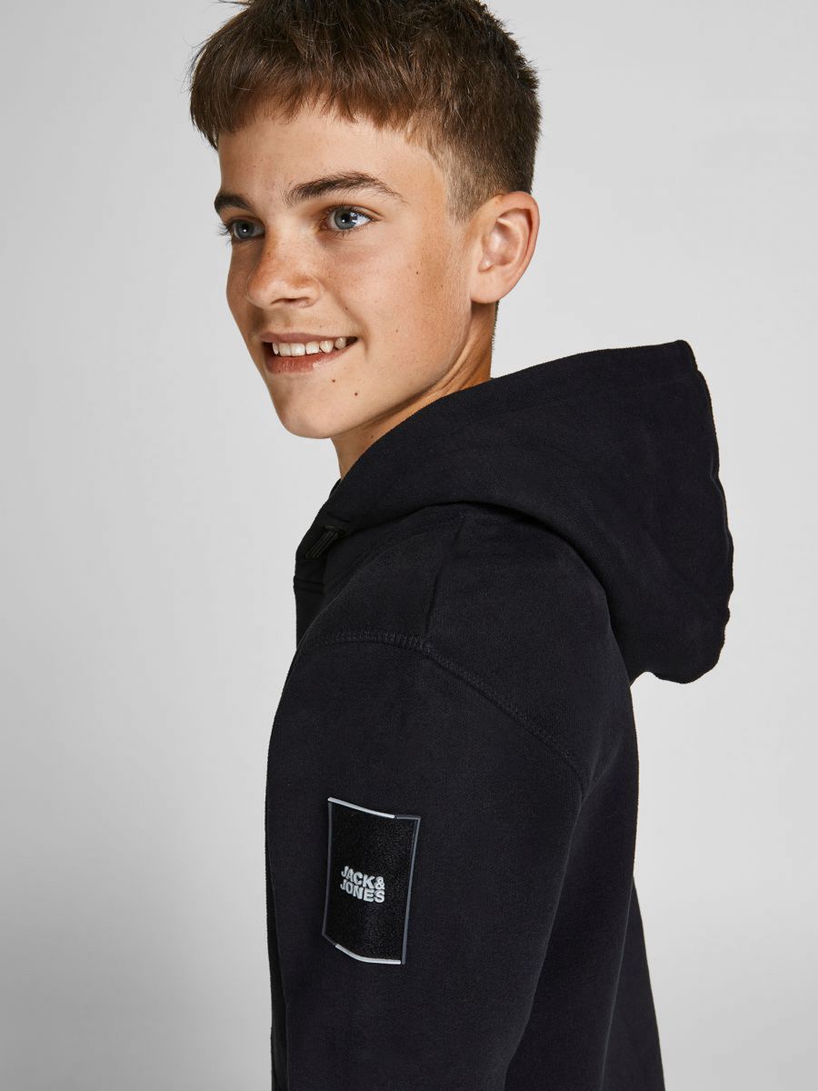FELPA Ragazzo JACK&JONES 12195178 SWEAT HOOD BLACK BRUSHED