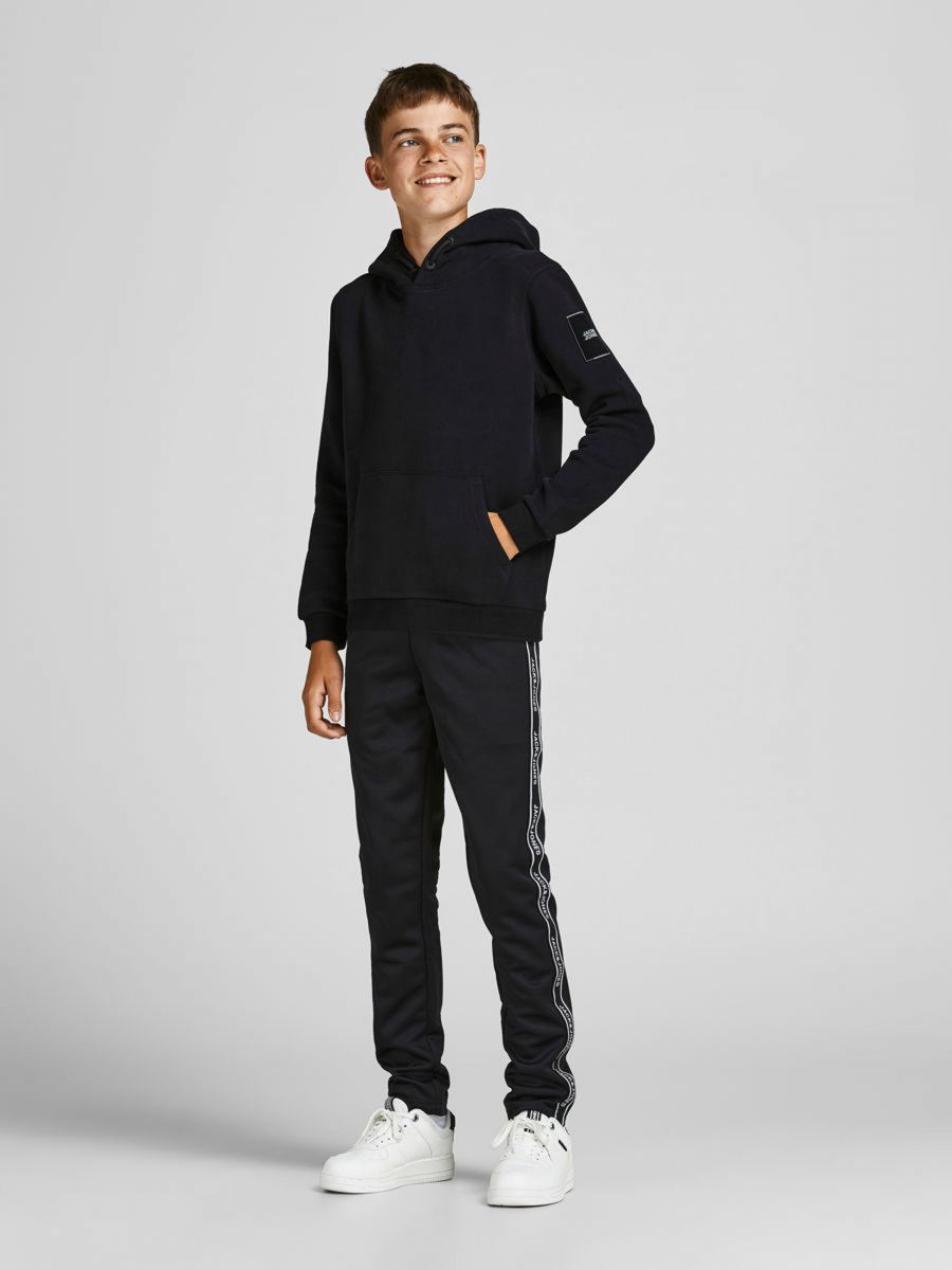 FELPA Ragazzo JACK&JONES 12195178 SWEAT HOOD BLACK BRUSHED