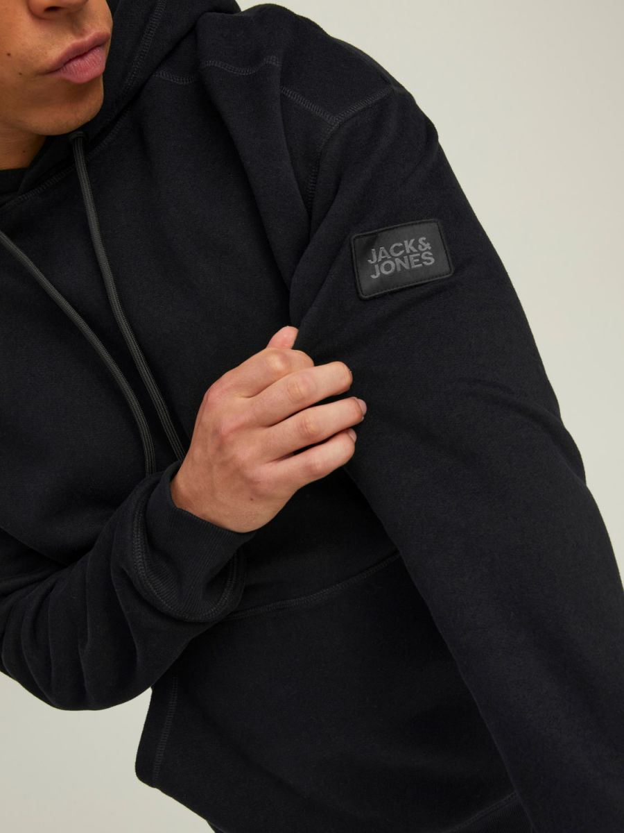 FELPA Uomo JACK&JONES 12216342 CLASSIC WAFFLE BLACK