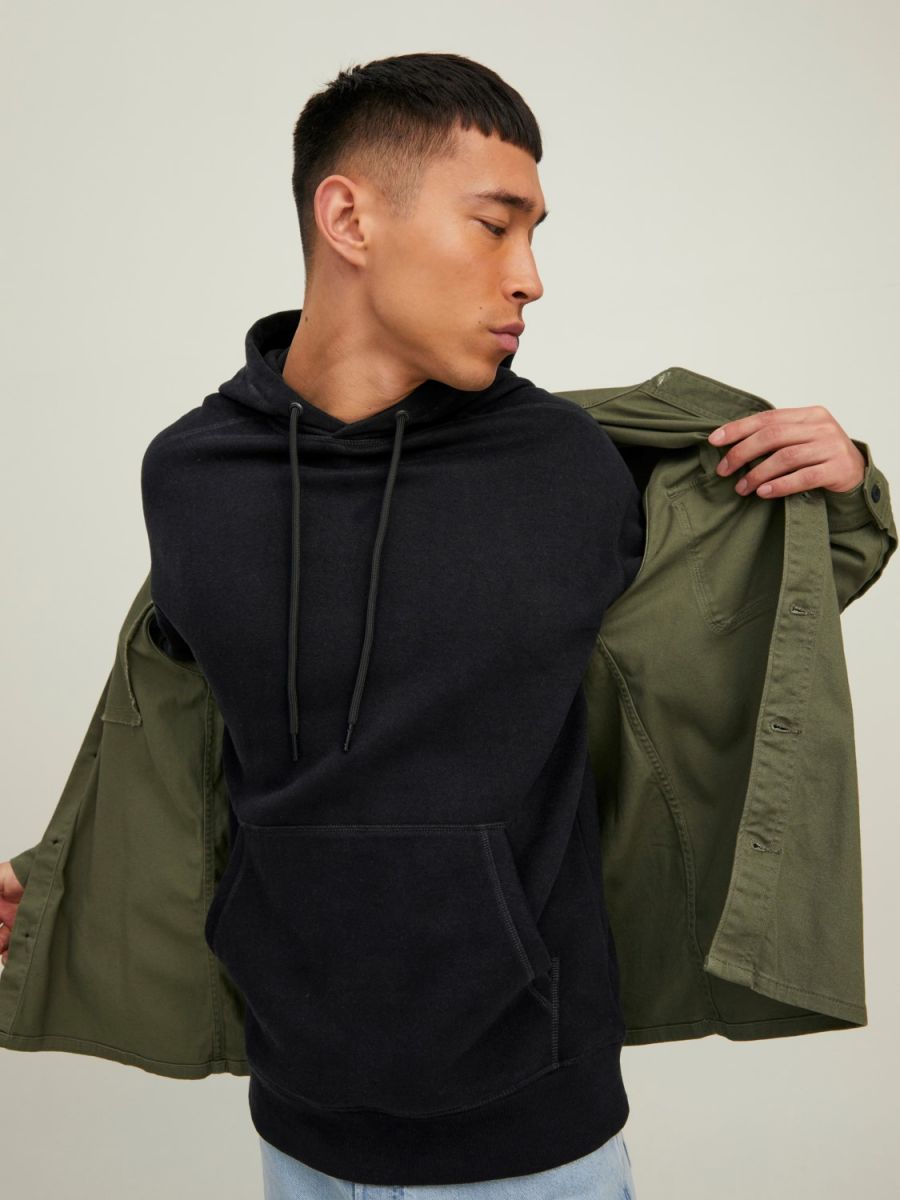 FELPA Uomo JACK&JONES 12216342 CLASSIC WAFFLE BLACK