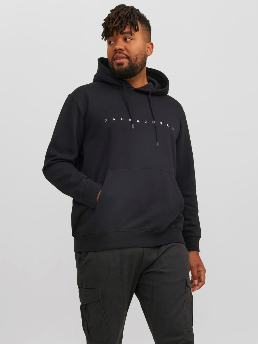 FELPA Uomo JACK&JONES 12243527 STAR JJ SWEAT HOOD BLACK