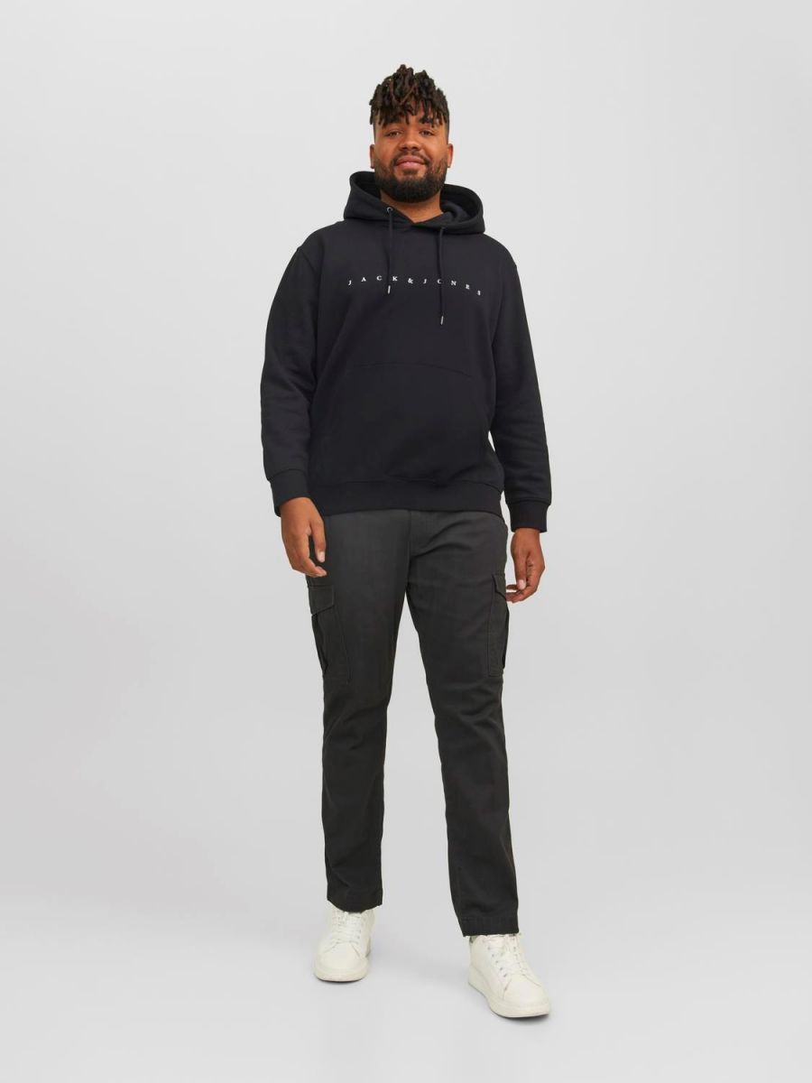 FELPA Uomo JACK&JONES 12243527 STAR JJ SWEAT HOOD BLACK