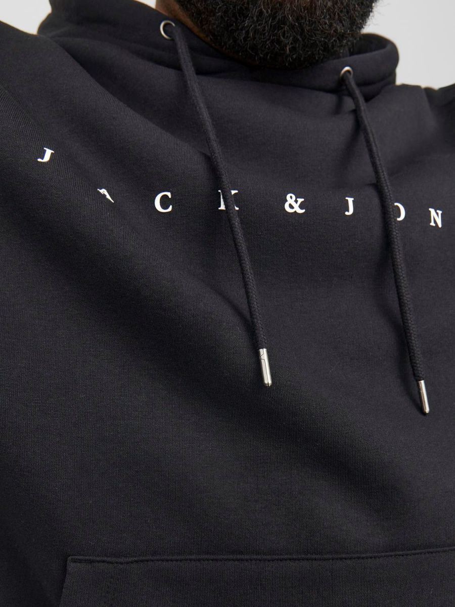 FELPA Uomo JACK&JONES 12243527 STAR JJ SWEAT HOOD BLACK