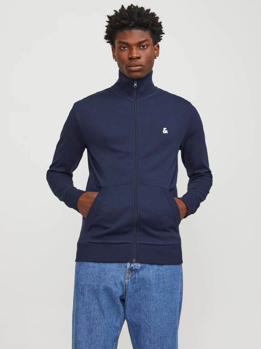 FELPA Uomo JACK&JONES 12250737 PAULOS SWEAT ZIP NAVY BLAZER