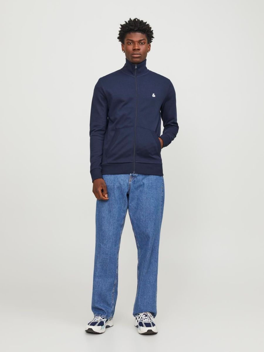 FELPA Uomo JACK&JONES 12250737 PAULOS SWEAT ZIP NAVY BLAZER