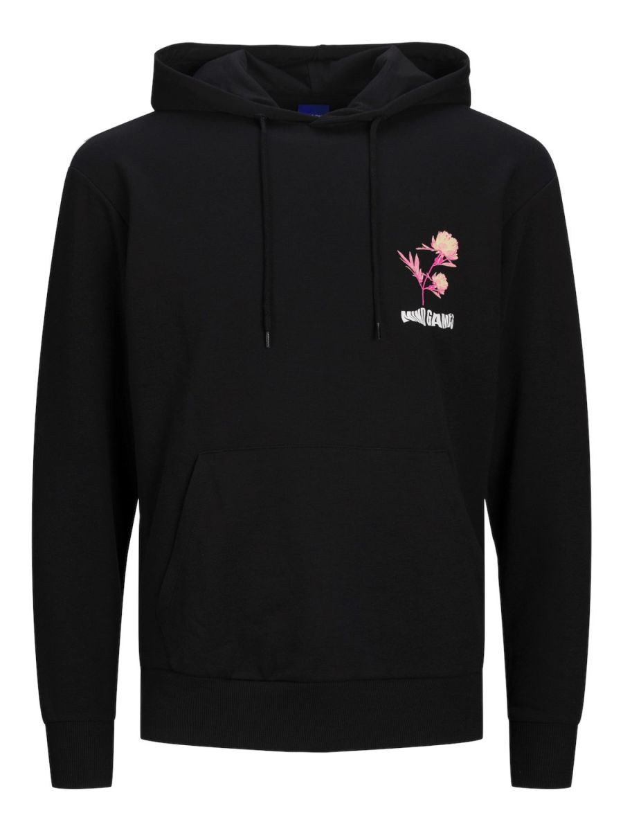 FELPA Uomo JACK&JONES 12256165 JORGAMES SWEAT HOOD BLACK