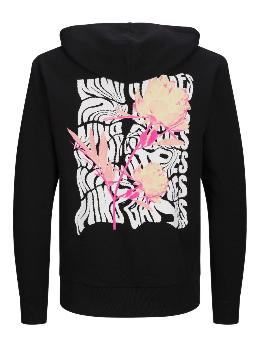 FELPA Uomo JACK&JONES 12256165 JORGAMES SWEAT HOOD BLACK