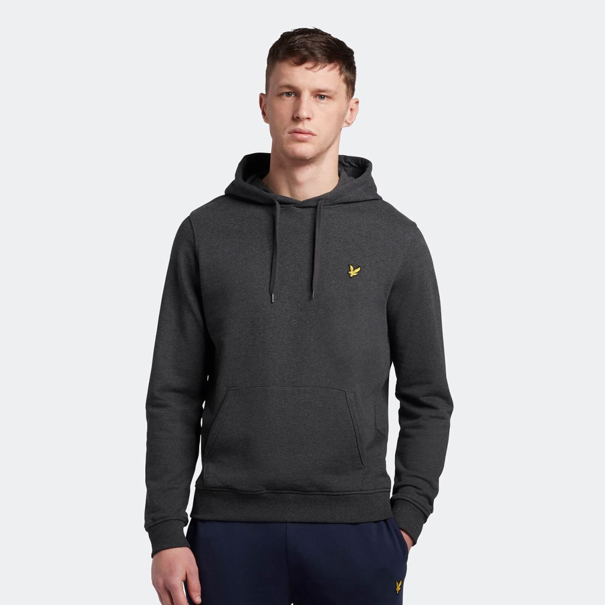 FELPA Uomo LYLE & SCOTT 1874 ML416VOG PULLOVER HOODIE 398 CHARCOAL MARL