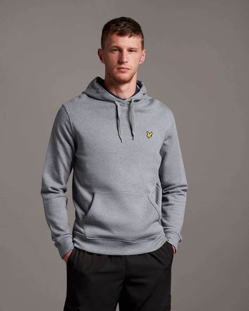 FELPA Uomo LYLE & SCOTT 1874 ML416VOG PULLOVER HOODIE T28 MID GREY MARL