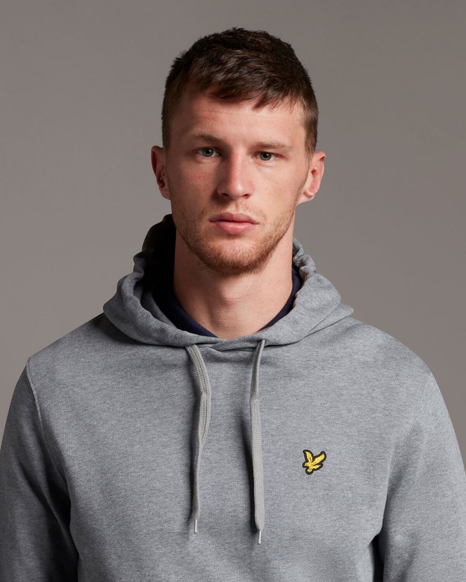 FELPA Uomo LYLE & SCOTT 1874 ML416VOG PULLOVER HOODIE T28 MID GREY MARL