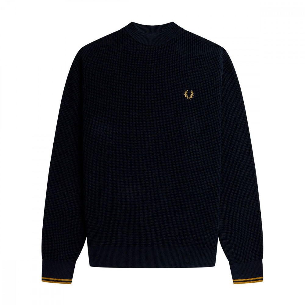 FRED PERRY MAGLIONE GIROCOLLO IN COTONE WAFFLE