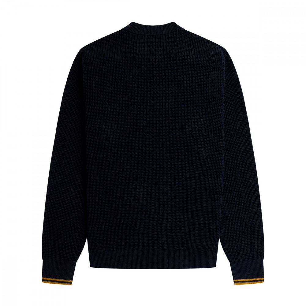 FRED PERRY MAGLIONE GIROCOLLO IN COTONE WAFFLE