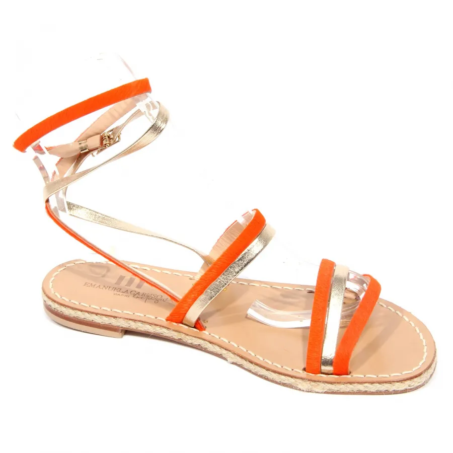 G1984 sandalo donna EMANUELA CARUSO CAPRI gold/orange sandal woman