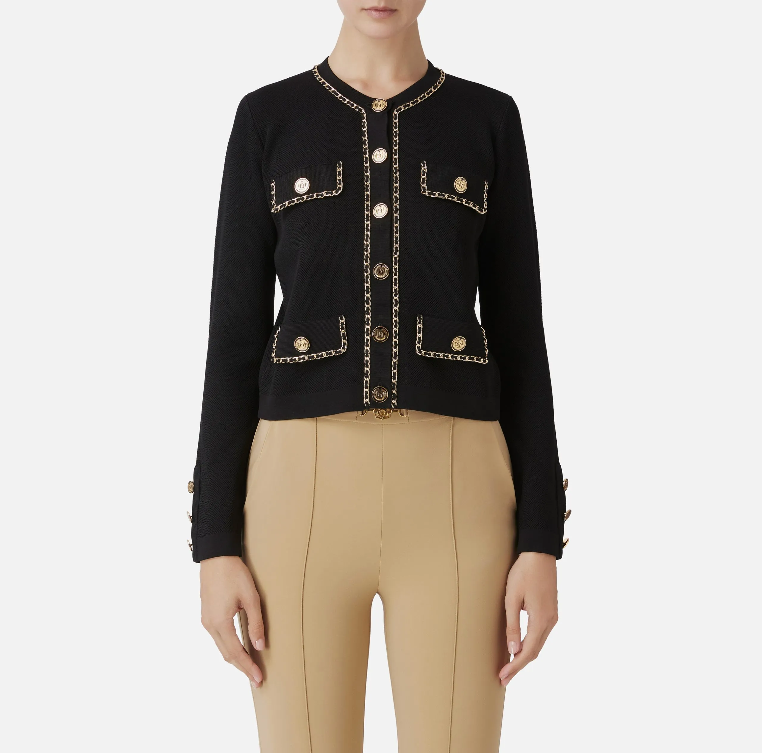 Giacca Cropped Viscosa Catena Nero Elisabetta Franchi