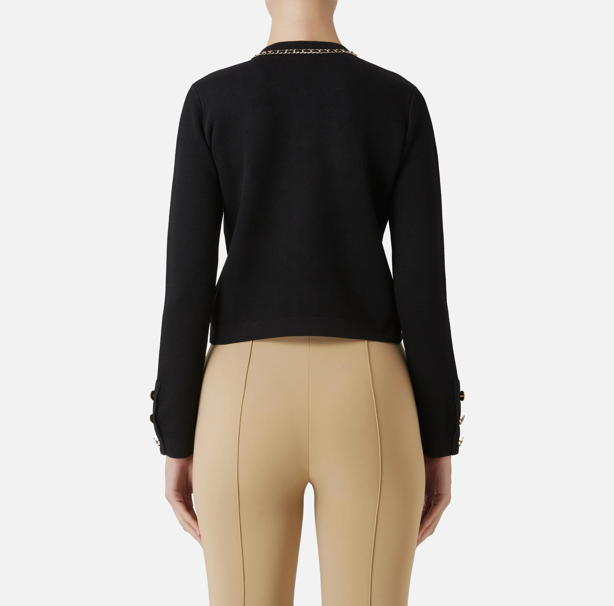 Giacca Cropped Viscosa Catena Nero Elisabetta Franchi