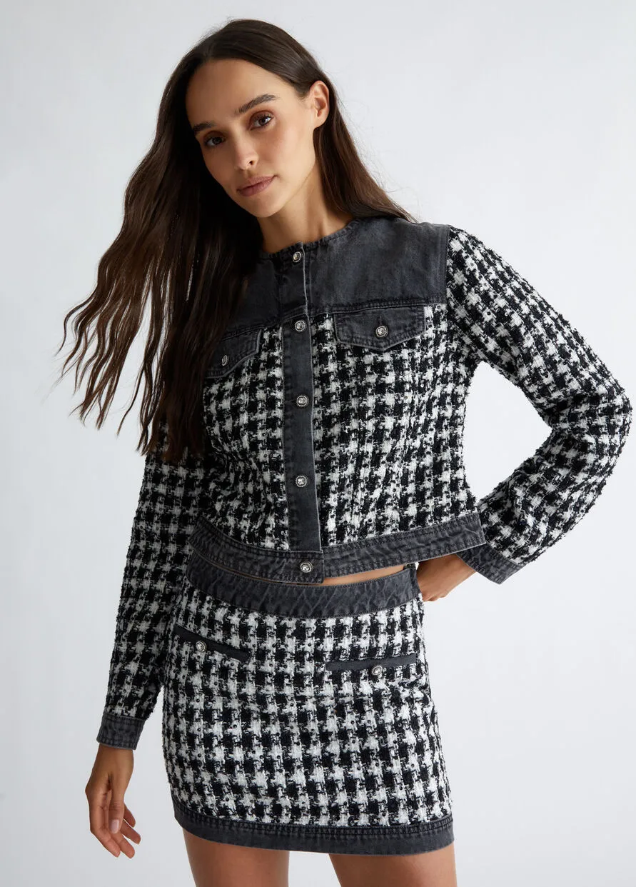 Giacca Denim Bouclé Bianco e Nero Liu Jo