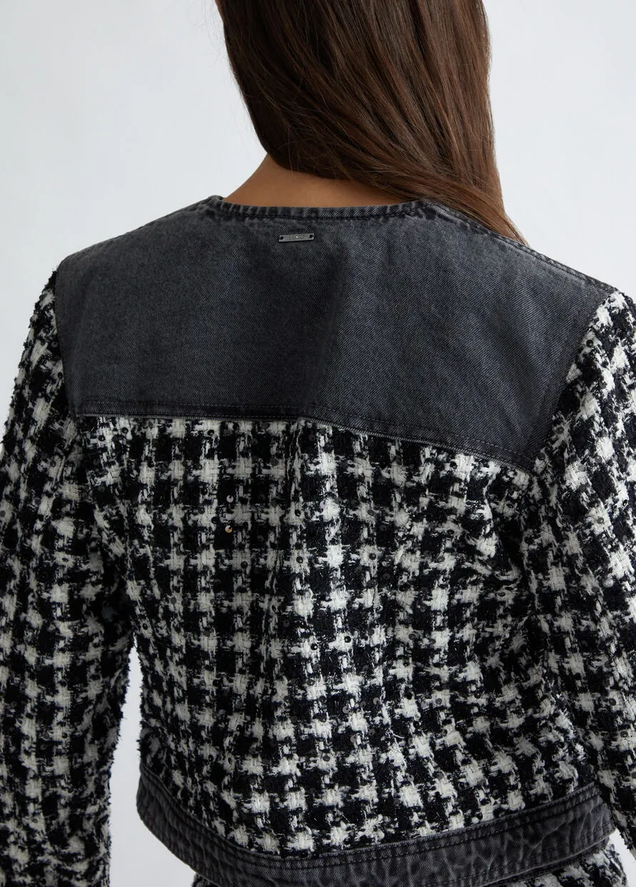 Giacca Denim Bouclé Bianco e Nero Liu Jo