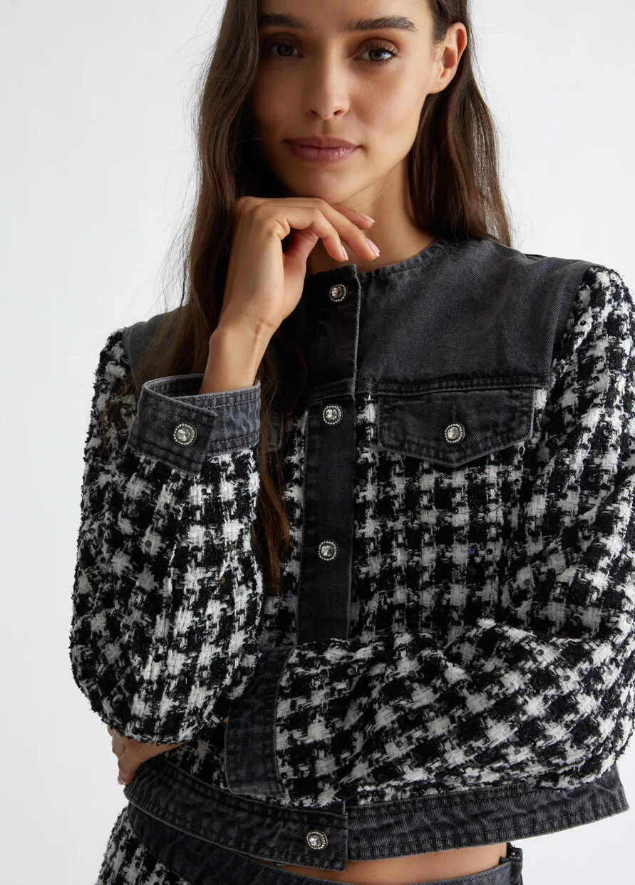 Giacca Denim Bouclé Bianco e Nero Liu Jo