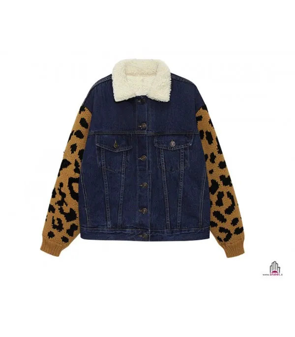 Giacca jeans maniche leopard - Dream Shop