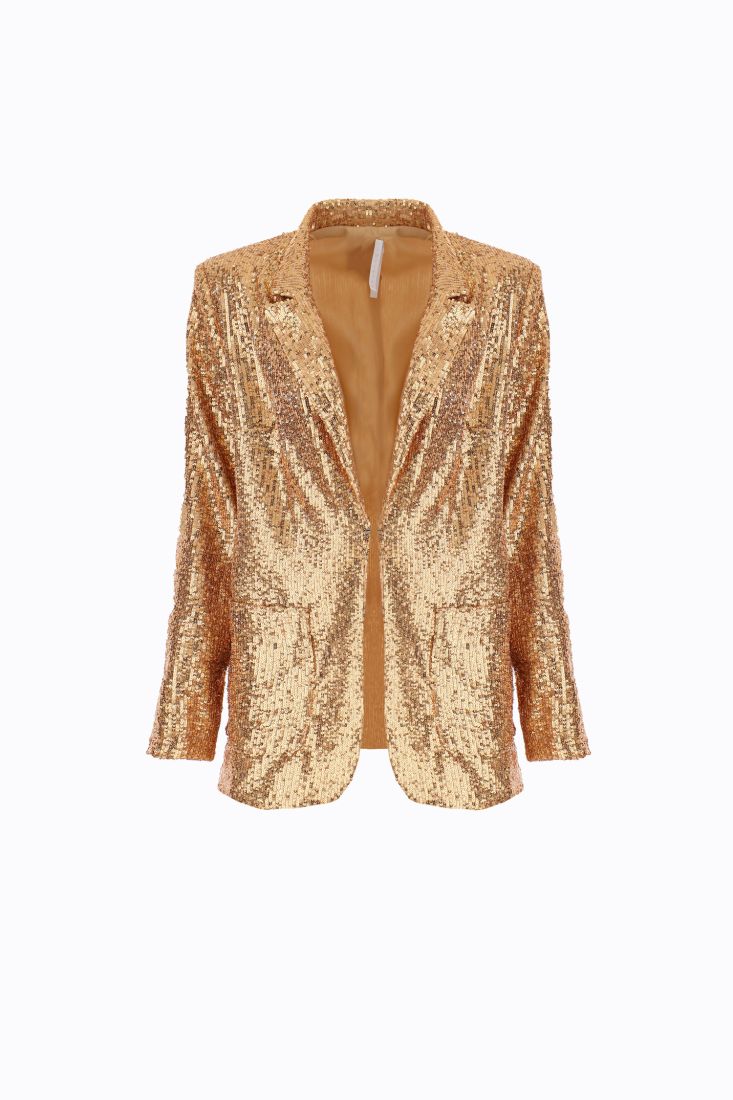 Giacca monopetto in paillettes con rever classici