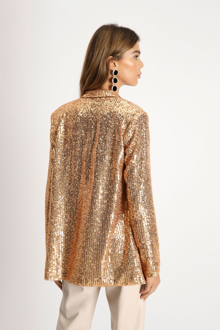 Giacca monopetto in paillettes con rever classici