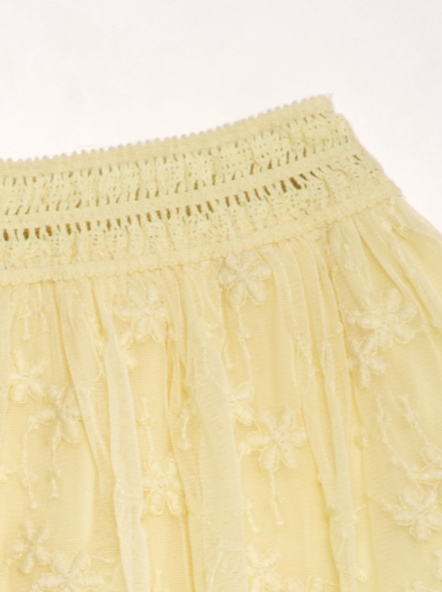 Gonna svasata in tulle ricamato - GIALLO