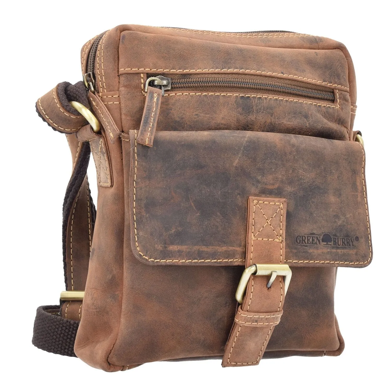 Greenburry Borsa a tracolla vintage in pelle 20 cm