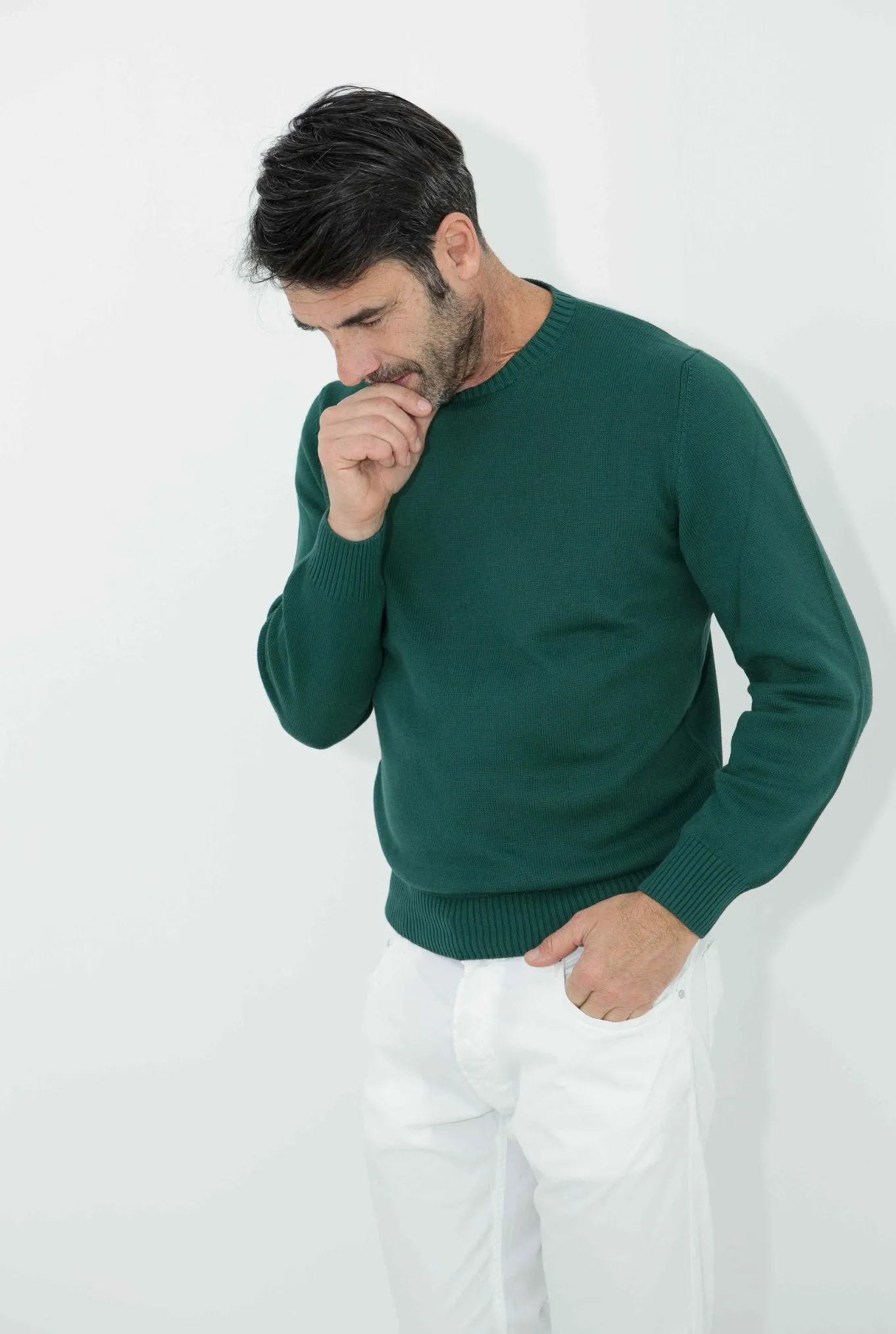 GUARINO Girocollo 2 Fili Cotone Verde