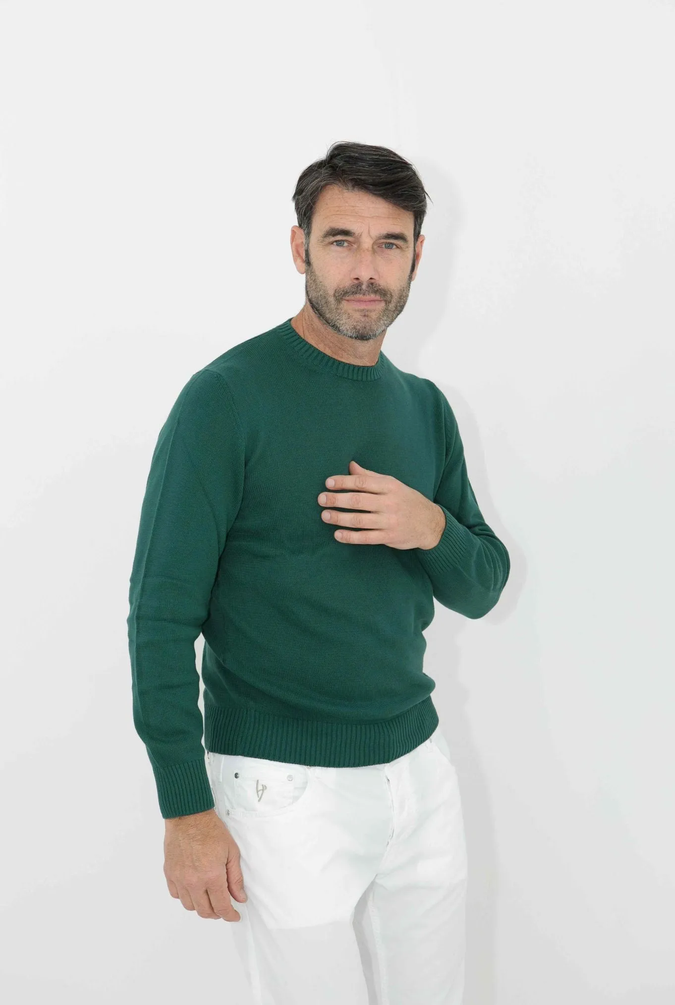 GUARINO Girocollo 2 Fili Cotone Verde