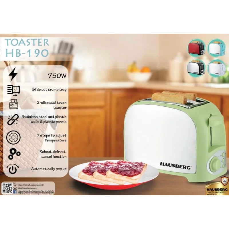 HAUSBERG HB-190 BIANCO TOSTAPANE ELETTRICO 750W (BIANCO)