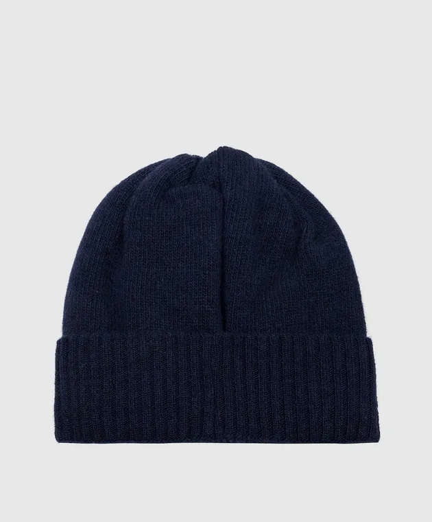 Il Trenino Cappello celeste in lana e cashmere con logo CL4097