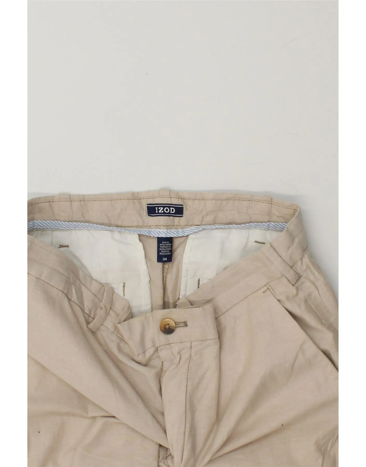 IZOD Mens Chino Shorts W34 Large Beige Linen