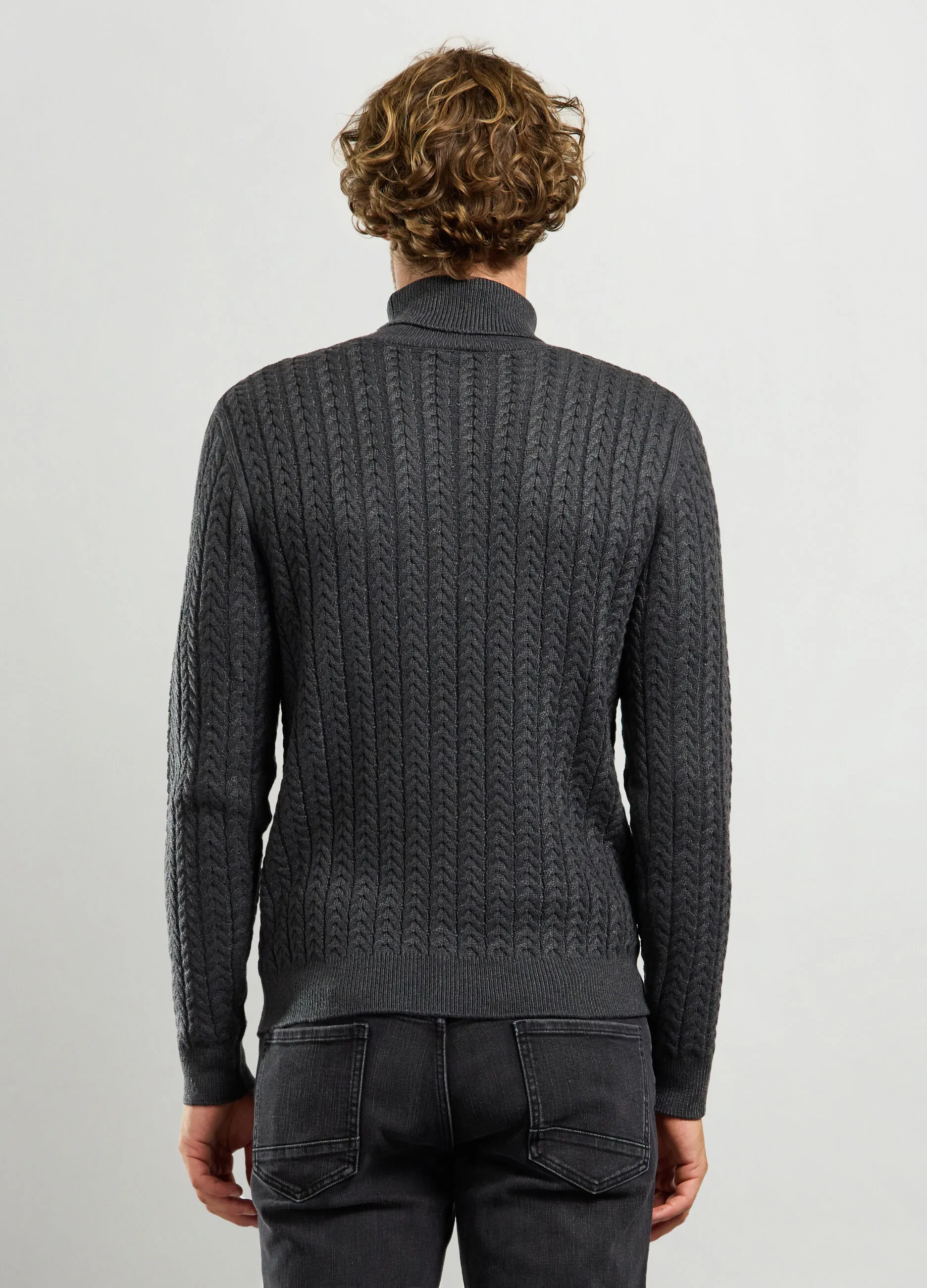 J. HART & BROS  Maglione collo alto a trecce uomo