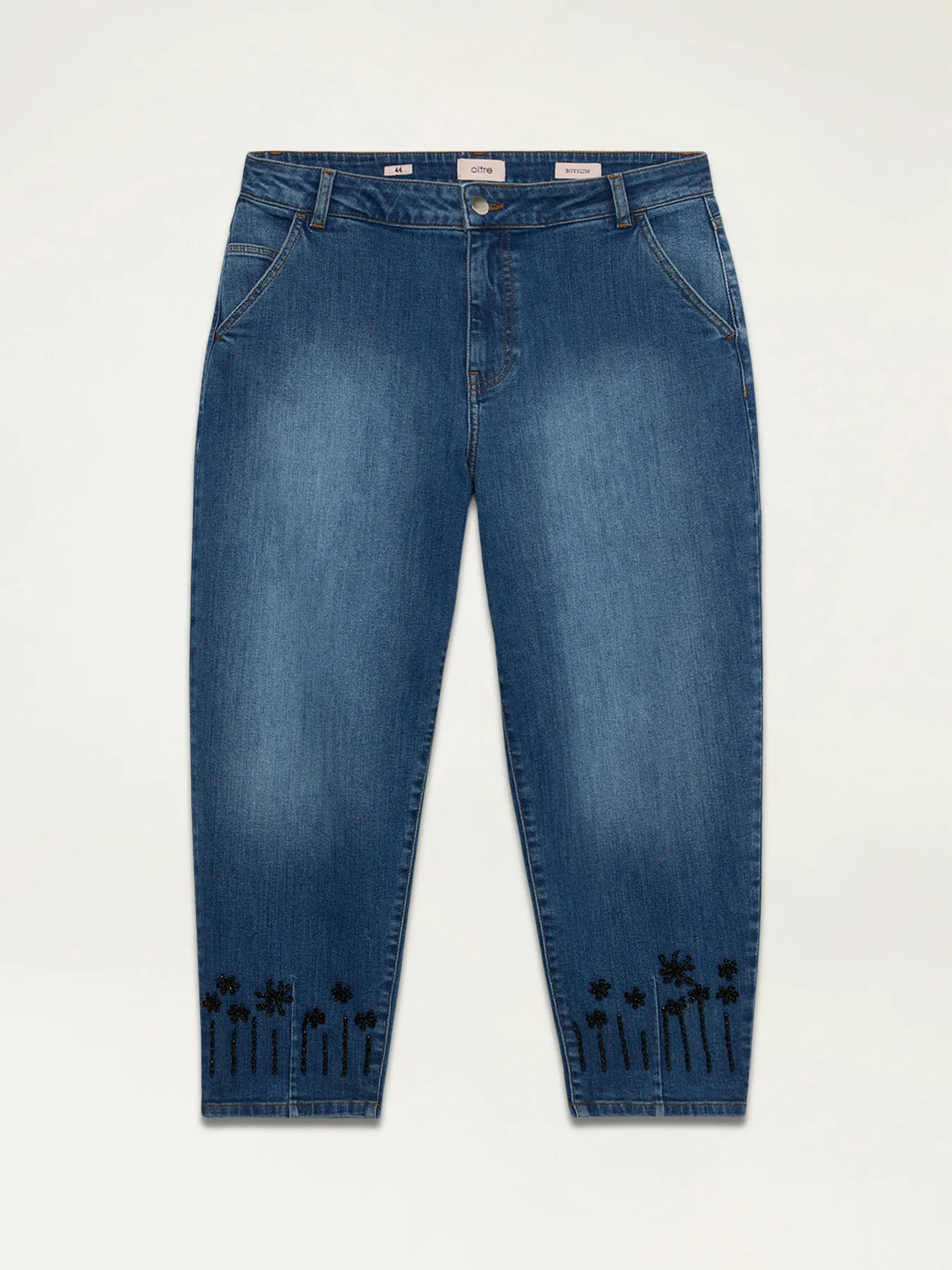 Jeans boyslim con ricamo gioiello