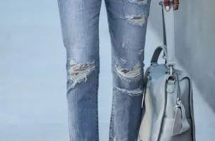 Jeans tagliati con stampa con orlo sfilacciato Alexandria, verde