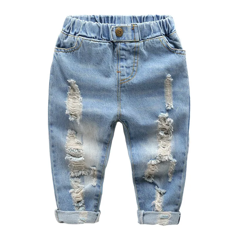Jeans tuta strappati ripped per baby e bambini in stile koreano