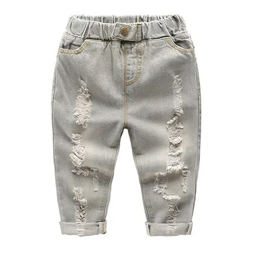 Jeans tuta strappati ripped per baby e bambini in stile koreano
