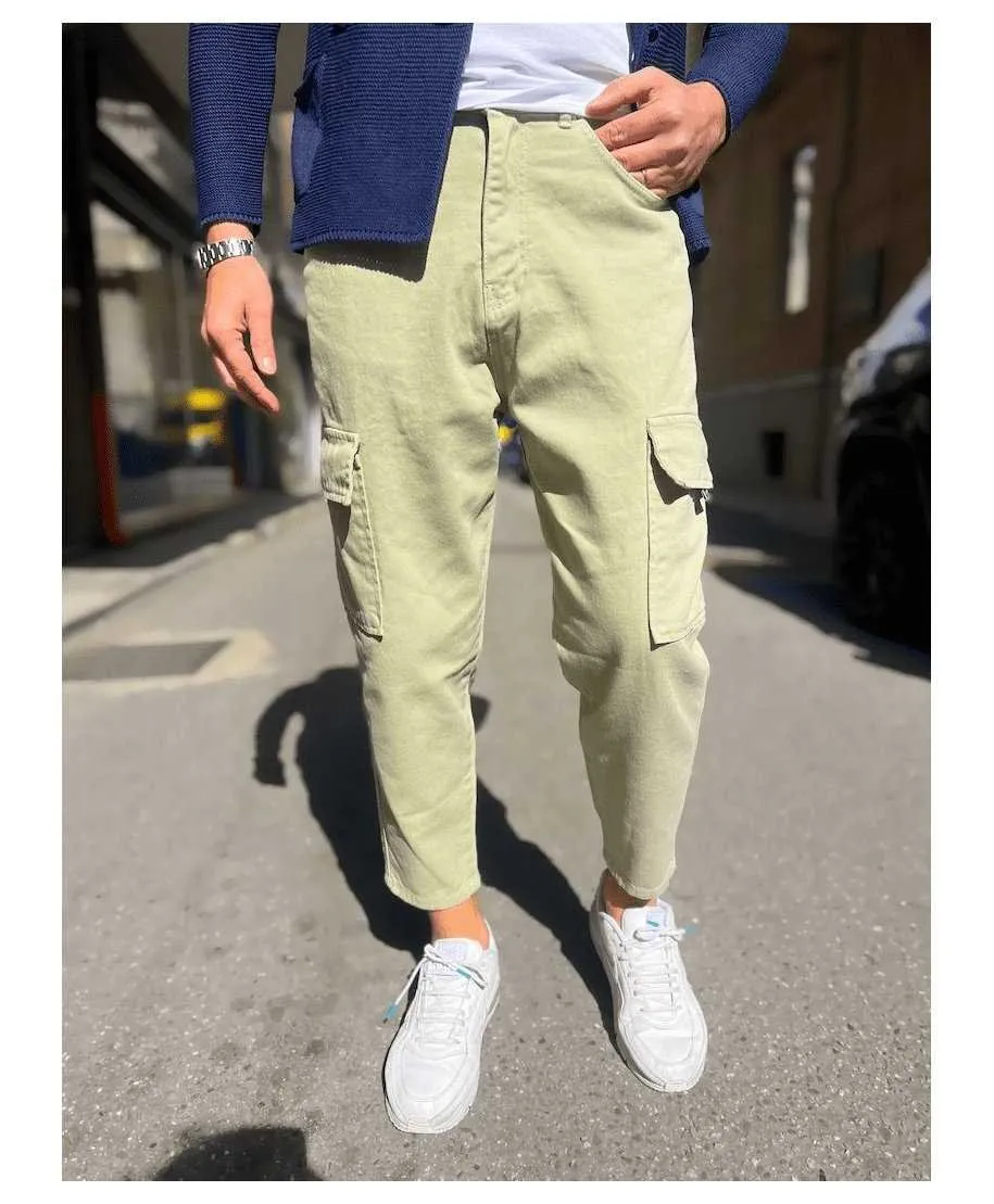 Jeans uomo con tasconi - Verde lime
