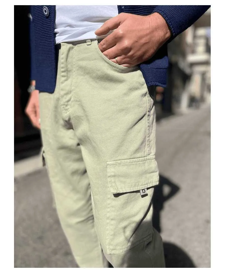 Jeans uomo con tasconi - Verde lime