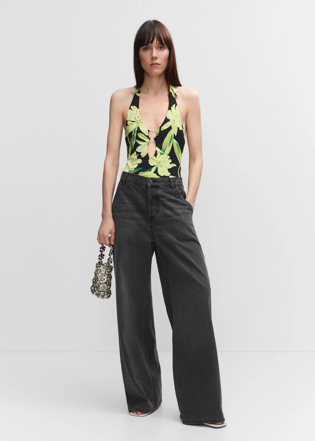 Jeans wideleg loose vita bassa