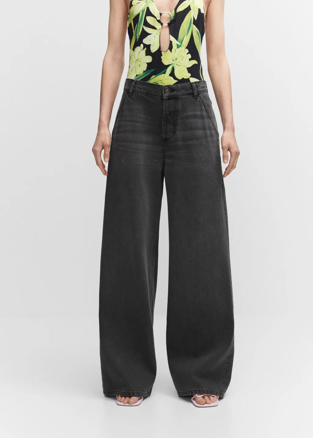 Jeans wideleg loose vita bassa