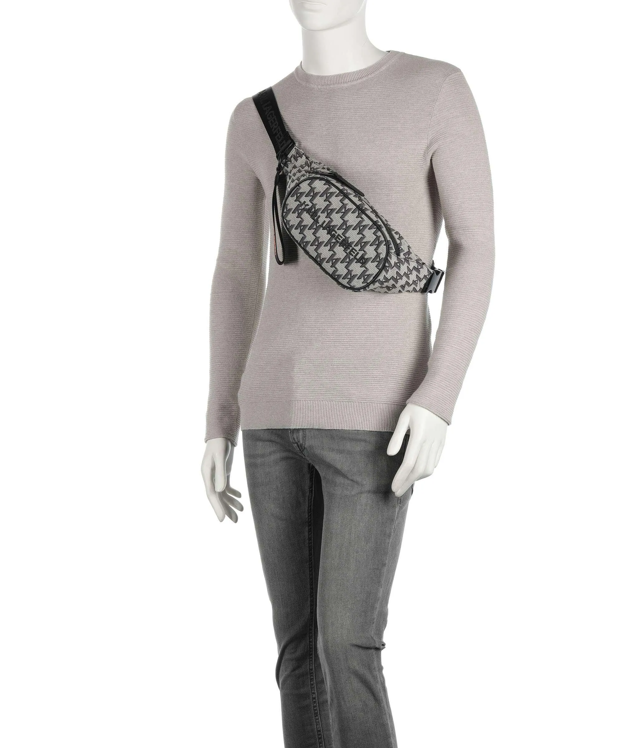  Karl Lagerfeld K/Monogram Marsupio cotone beige/grigio  