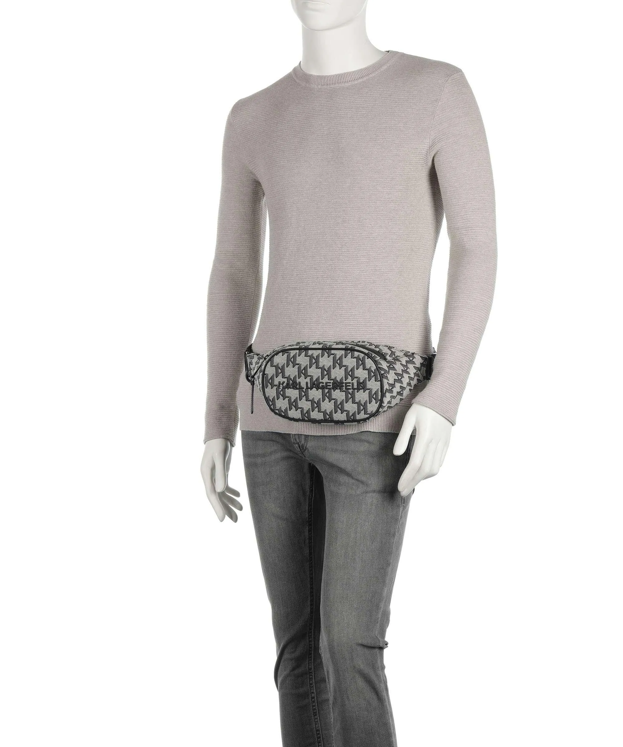  Karl Lagerfeld K/Monogram Marsupio cotone beige/grigio  
