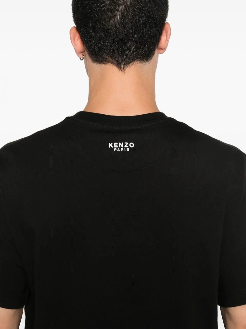Kenzo T-shirt Nero Uomo Ricamo Tiger Crest