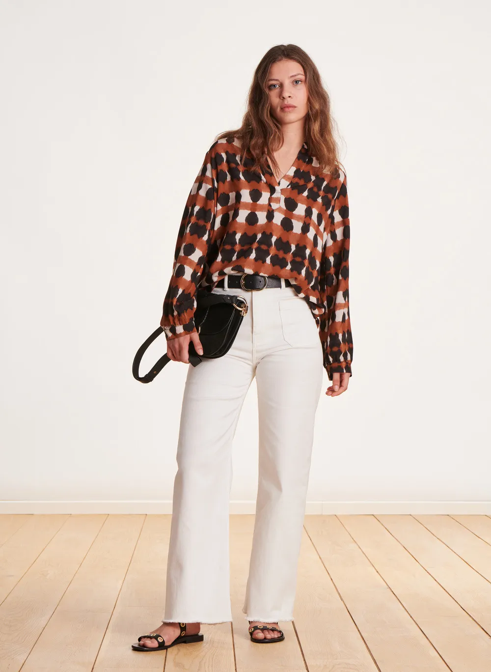  LA FEE MARABOUTEE   Blusa con scollo a V stampata | Marrone