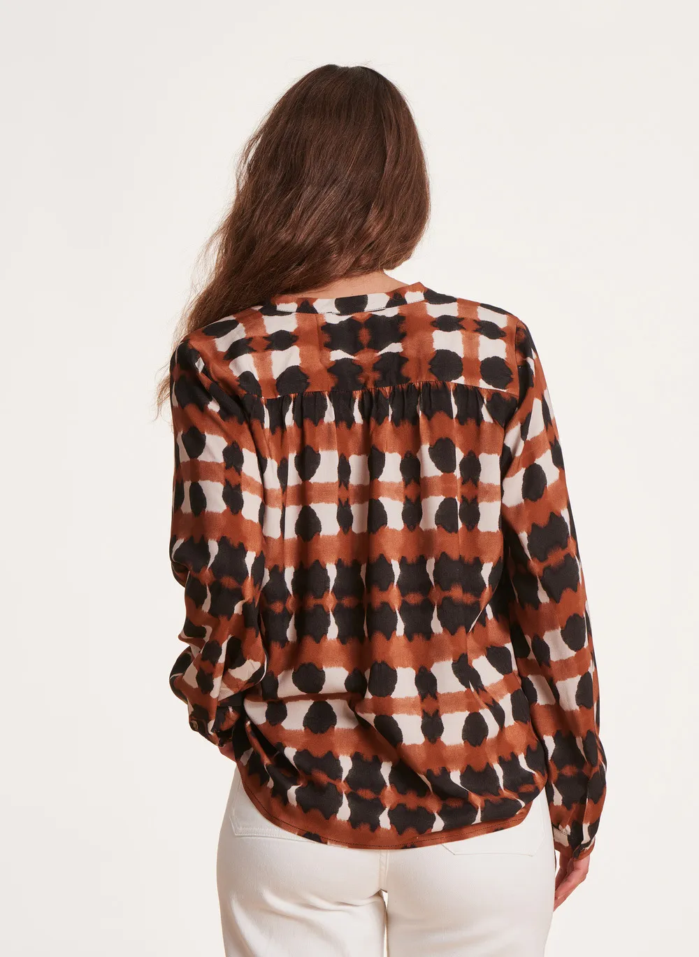  LA FEE MARABOUTEE   Blusa con scollo a V stampata | Marrone