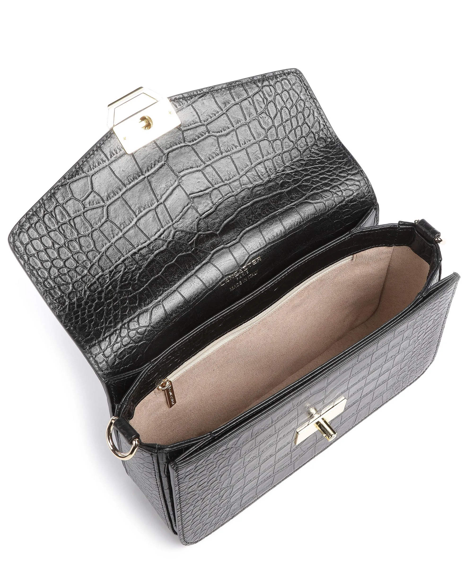  Lancaster Exotic Valor Borsa a tracolla pelle di vacchetta goffrata nero  